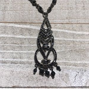 Vintage Black Pendant Chain Necklace